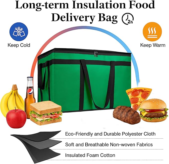 Bodaon 2-Pack Insulated Food Delivery Bag, XXXL Grocery Shopping/Catering/Bags - Image 2