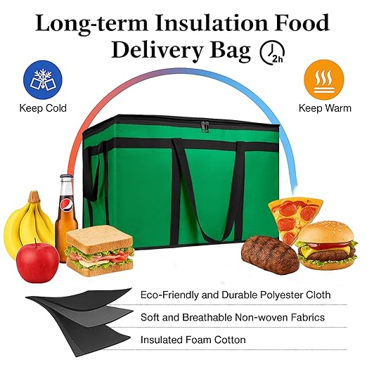 Bodaon 3-Pack Insulated Food Delivery Bag, XXXL Pizza Cooler Bags, Rideshare - Image 2