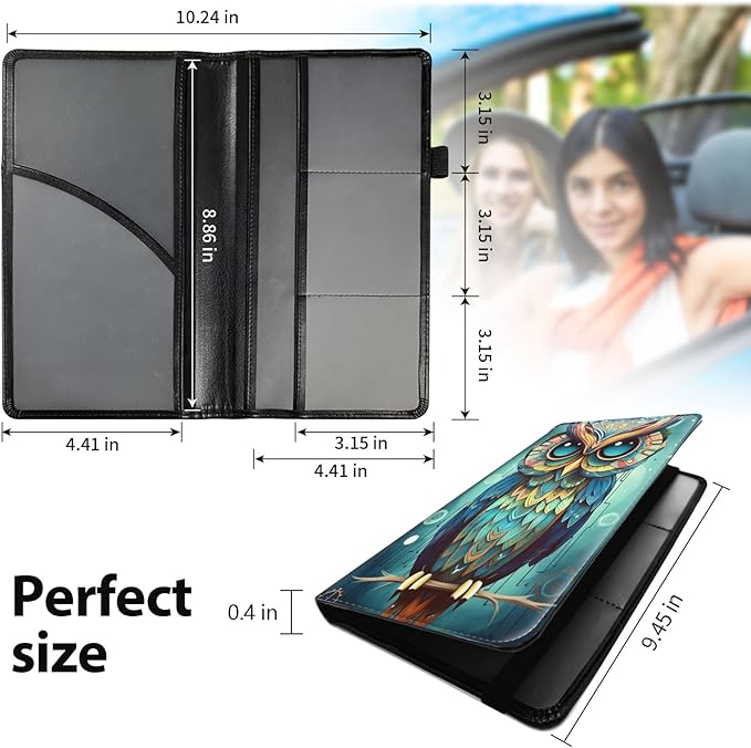Car Registration & Insurance Holder, Leather Glove Box Organizer, Cool - Image 5