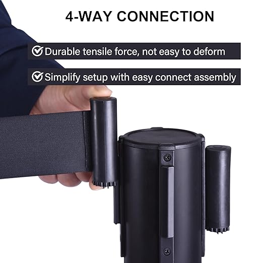 OangeStar 6 Packs Crowd Control Stanchions w/10ft Retractable Belt, Crowd - Image 3