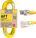 12 Gauge Outdoor Extension Cord 6 ft, 12/3 Heavy Duty Extension Cord 3 Prong by Cablectric