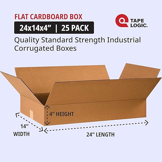 Tape Logic Shipping Boxes Flat 24"L x 14"W x 4"H, Moving and Storage - Image 2