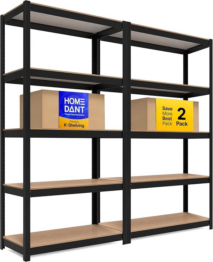 HOMEDANT House 5 Tier Laminated Metal Shelving Unit Adjustable Storage Utility by TheBestOrganizingSolution