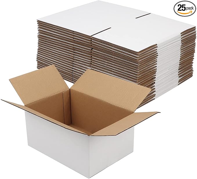 Hoikwo 10x7x5 Inches Small White Shipping Boxes Set of 25, Sturdy Cardboard by Hoikwo
