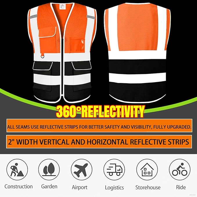 BeautyWill Custom Safety Vest Customized Logo Class 2 High Visibility - Image 4