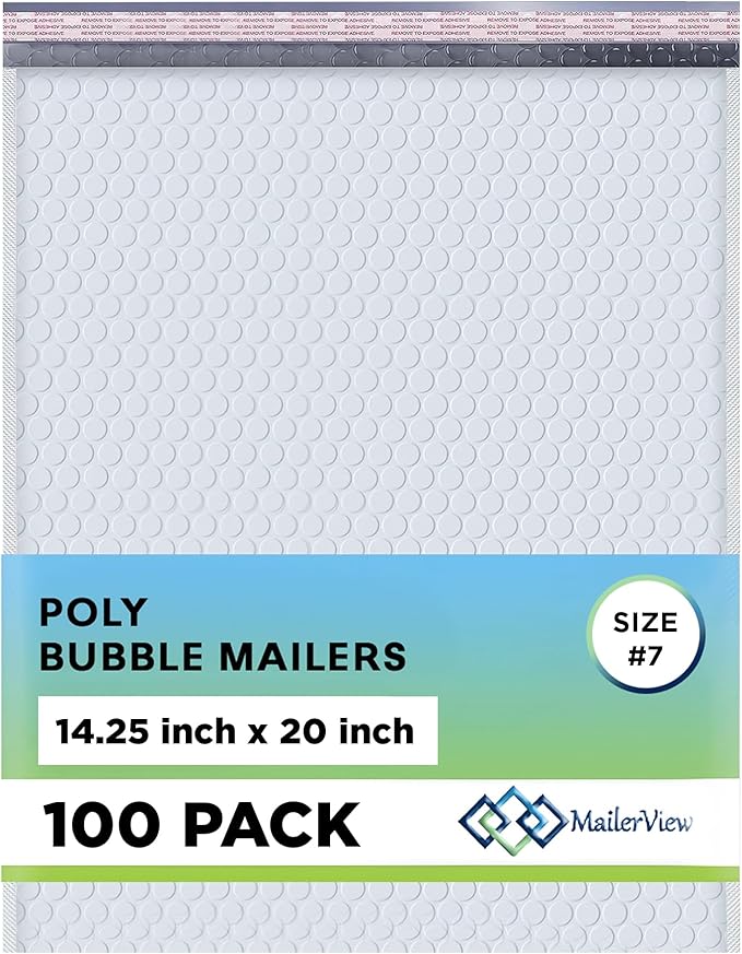 White Extra Large Poly Bubble Mailers 14.25x20 inch #7 | Self Seal Large Padded by MAILERVIEW