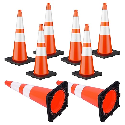28" Orange PVC Construction Cones - Image 9