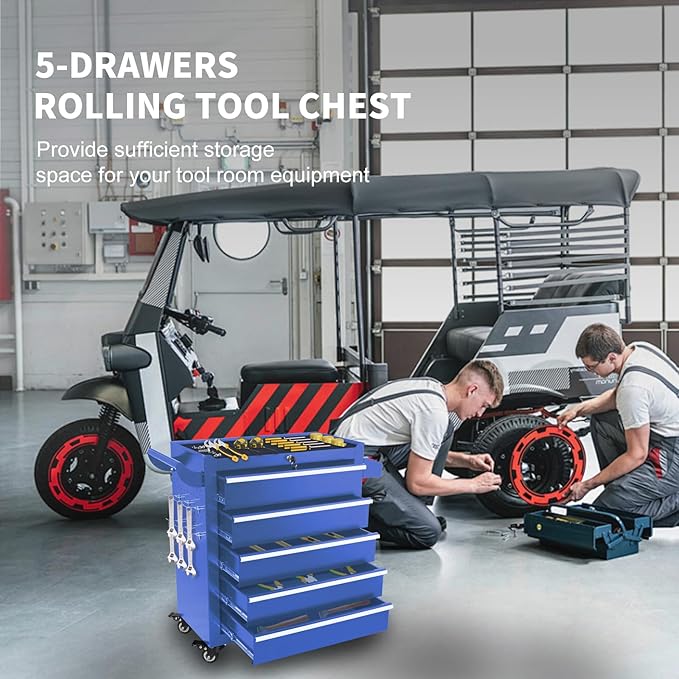 5-Drawer Tool Chest with Wheels & Drawers, Toolbox Organizer Storage - Image 4