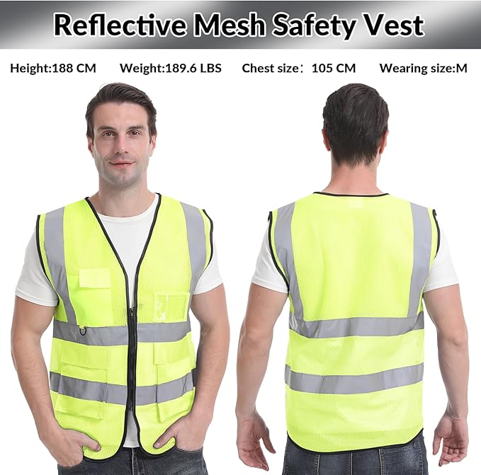 BeautyWill Custom Safety Vest Logo Class 2 High Visibility Reflevtive Vest - Image 6