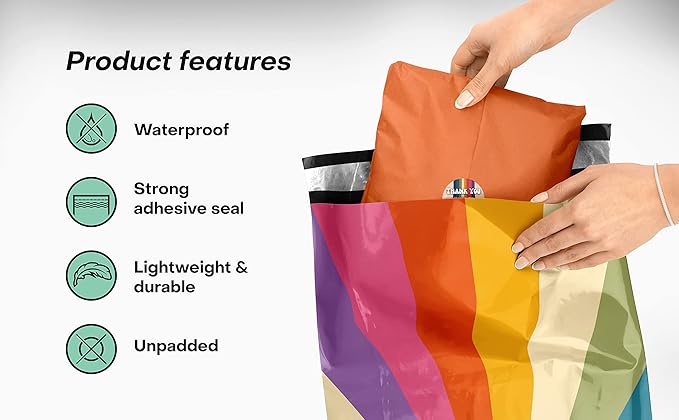 10x13 Poly Mailers – Retro Rainbow – Waterproof, Tear-Resistant Shipping Bags - Image 4