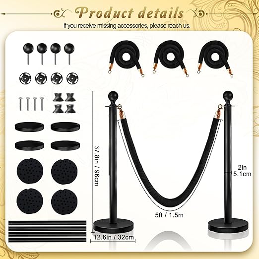 4PCS Black Stanchions Posts - Image 2