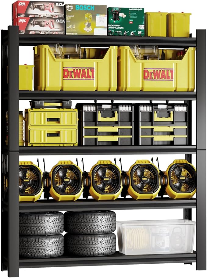 72" H Adjustable Garage Shelving 2500LBS Storage Shelves 5-Tier Heavy Duty - Image 3