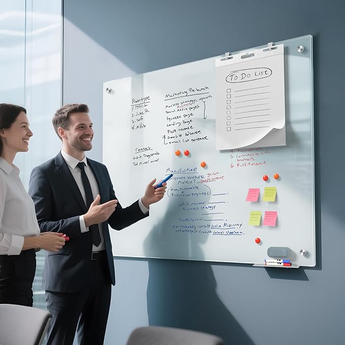 MaxGear Glass White Board 48x36 Inches, Wall Mounted Magnetic Glass Dry Erase - Image 4