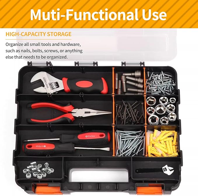 Small Parts Organizer, 34-Compartments Hardware Organizer Box, Double Side - Image 4
