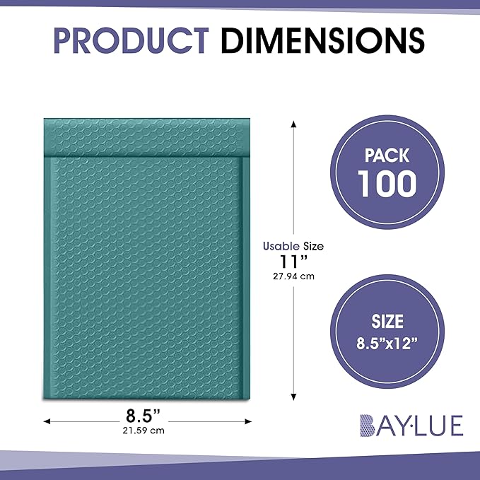 Green 8.5x12 Inch Poly Bubble Mailers #2 | Self Seal Large Padded Envelopes | - Image 2