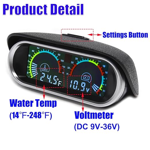 2-in-1 Water Temperature & Voltage Gauge Kit - Image 2