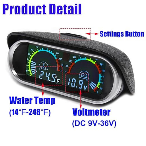 2-in-1 Water Temperature & Voltage Gauge Kit - Image 2