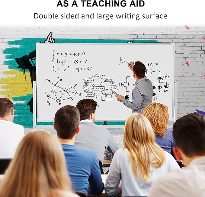 Mobile Whiteboard 72"x40" Magnetic Dry Erase White Boards on Wheels - Image 6