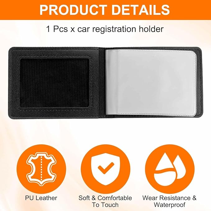 HARFINGTON Car Registration and Insurance Holder PU Leather Vehicle Glove Box - Image 3