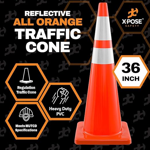 Xpose Safety 36 Inch Orange Traffic Cones Heavy Duty 12lb - Image 4