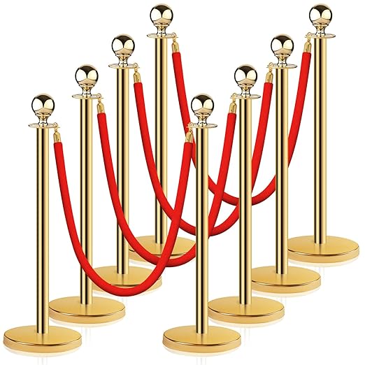 Stainless Steel Stanchion Post Queue 5 ft Red Velvet Rope Red Carpet Ropes and by DMSKY
