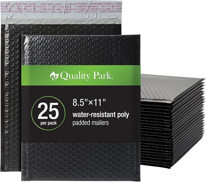 Quality Park Bubble Mailers, 8.25 x 11 Shipping Envelopes, Water Resistant by Quality+Park