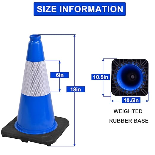 OrangeStar 18" Traffic Cones 4-Pack Blue Safety Cones - Image 7
