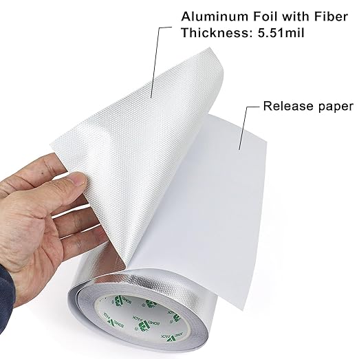 BOMEI PACK Adhesive Aluminum Foil Heat Shield Tape Barrier, Fiberglass Thermal - Image 3
