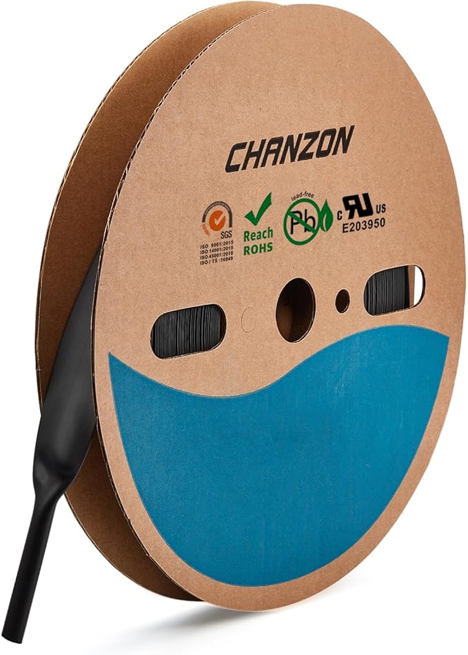 Chanzon Waterproof Black Heat Shrink Tubing - 80Ft Roll by Chanzon