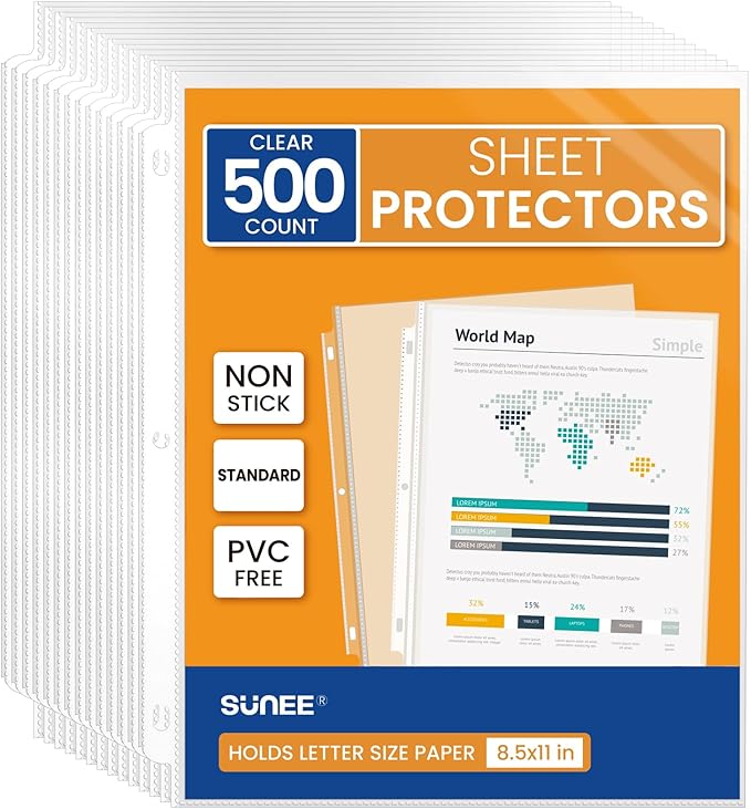 SUNEE Sheet Protectors 500 Packs by SUNEE