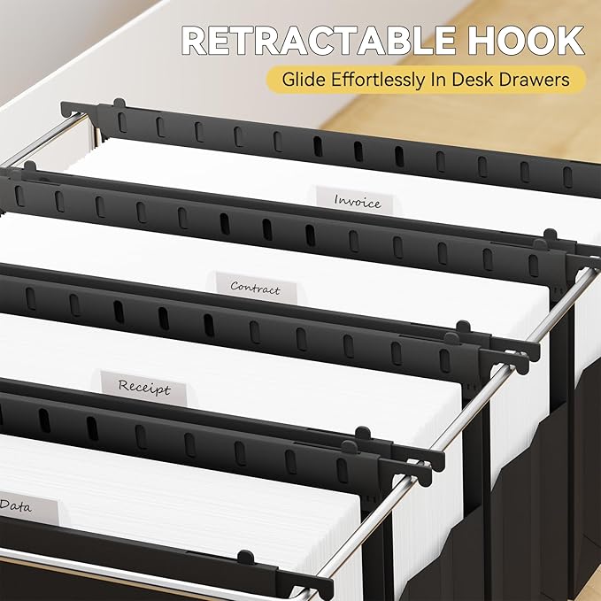 Extra Capacity Legal Size Plastic Hanging File Folders, Reinforced 4" Black - Image 7