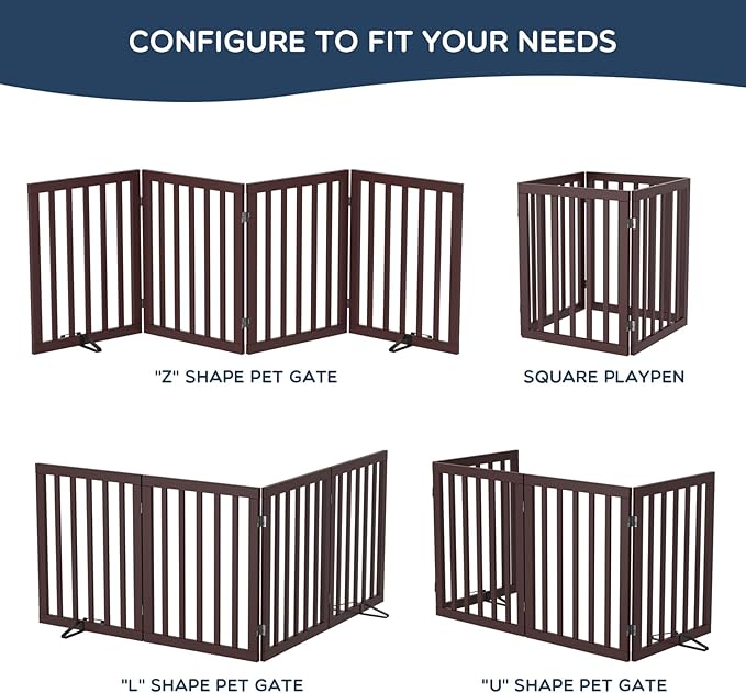 Homykic Bamboo Freestanding Dog Gate, No Assembly Pet Gate Indoor, 24”H x 75”W - Image 5