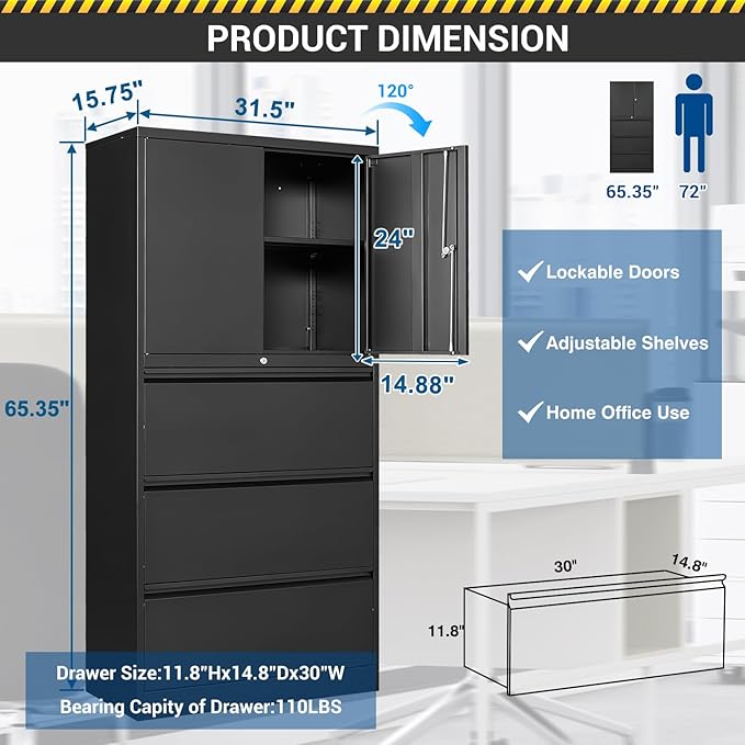 3 Drawers Lateral File Cabinet - Image 2