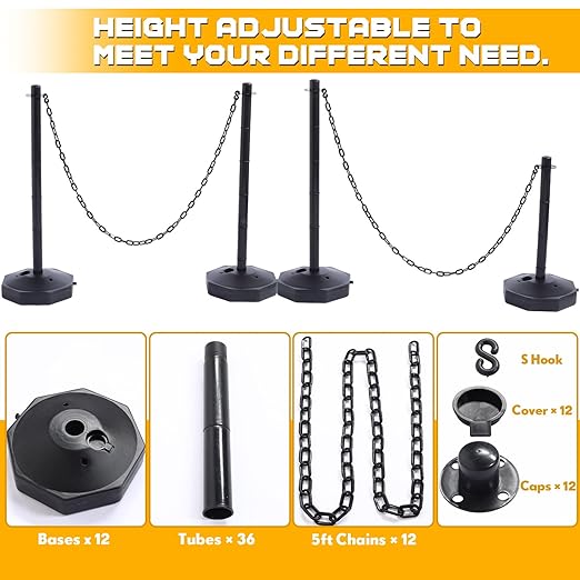 Geiserailie 12 Pack Crowd Control Stanchions, Plastic Stanchions Poles - Image 5