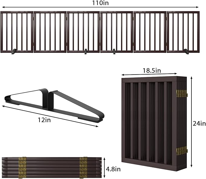 Freestanding Pet Gate 55-110" Extre Wide, Foldable Dog Gate - Image 6