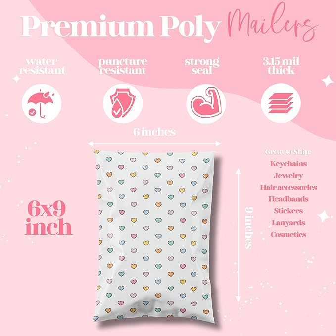 6x9 Designer Poly Mailer 100 Pack Heavy Duty Waterproof Self Seal Shipping Bags - Image 3