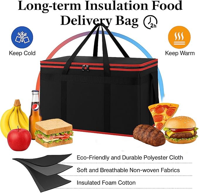 Bodaon Large 2-Pack Insulated Food Delivery Bag - Image 2