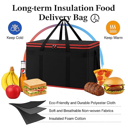Bodaon 3-Pack Insulated Food Delivery Bag, XXXL Pizza Cooler Bags, Rideshare - Image 2