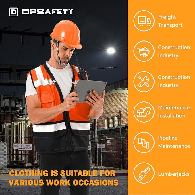 Reflective Safety vest With back plan pocket, High visibility Class 2 Heavy - Image 4