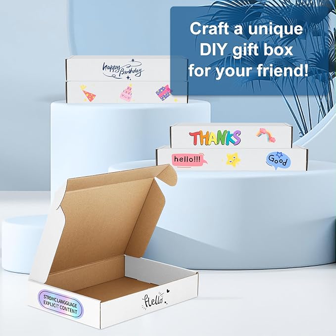 Famagic 30 Pack 11x8x2 Inch Small Shipping Boxes White Corrugated Cardboard - Image 5