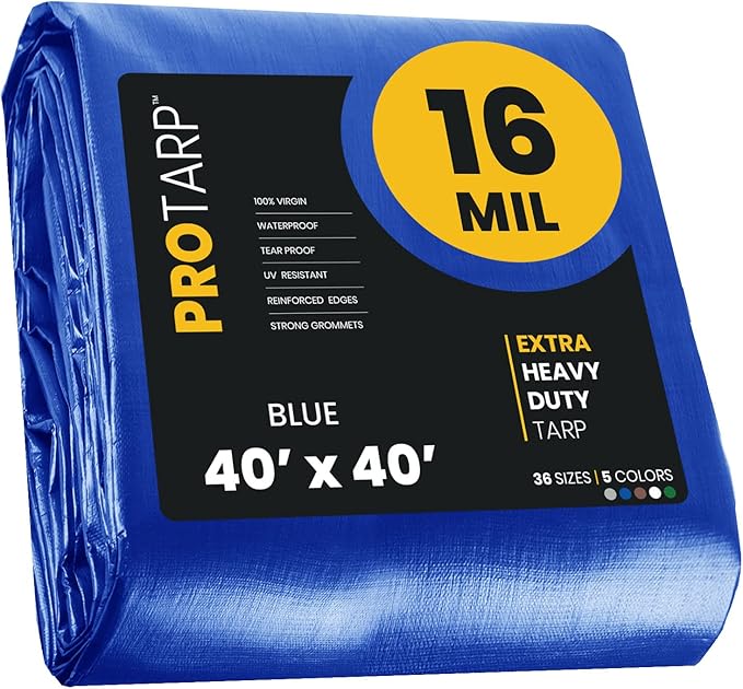 PROTARP Extra Heavy Duty 16 Mil Tarp Cover, Waterproof, UV Resistant, Rip and by Protarp