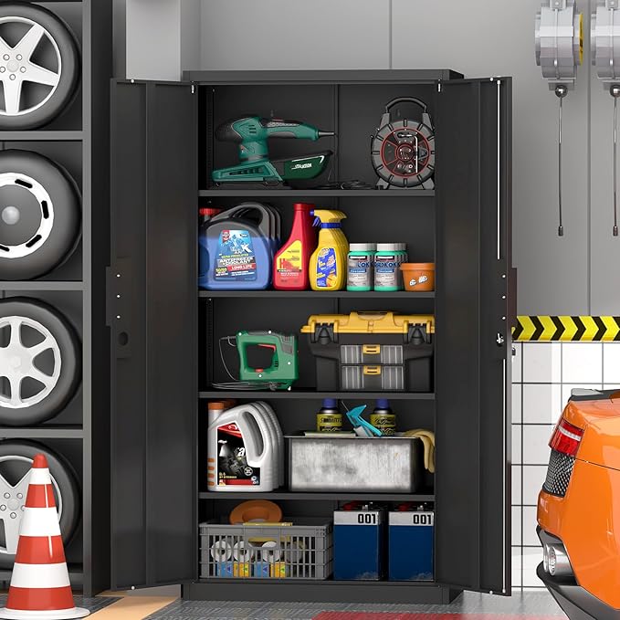 72" H Metal Garage Cabinet, Metal Lockable Storage Cabinet - Image 4