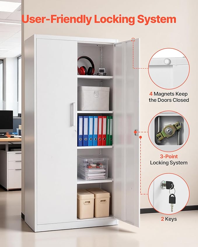 VEVOR Metal Storage Cabinet, Lockable Steel Garage Cabinet - Image 7