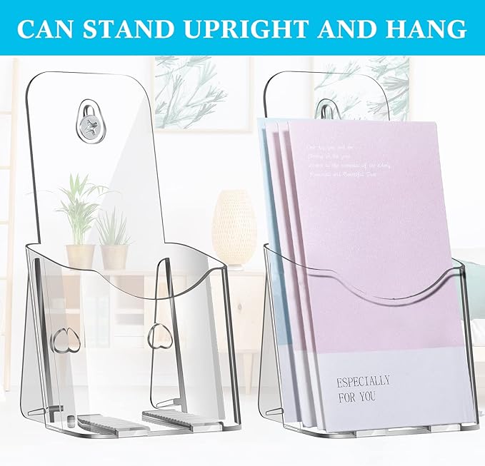 Yookeer 20 Pieces Brochure Holder Stand Acrylic Pamphlet Holder 4x7.9 Inches - Image 3