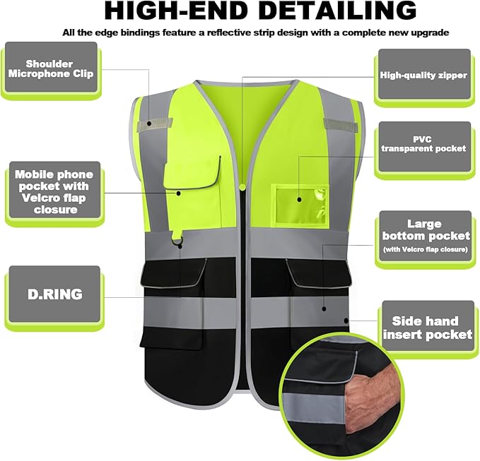 BeautyWill 10/20 Pack Custom Logo Safety Vest, Bulk High Visibility Class 2 - Image 3