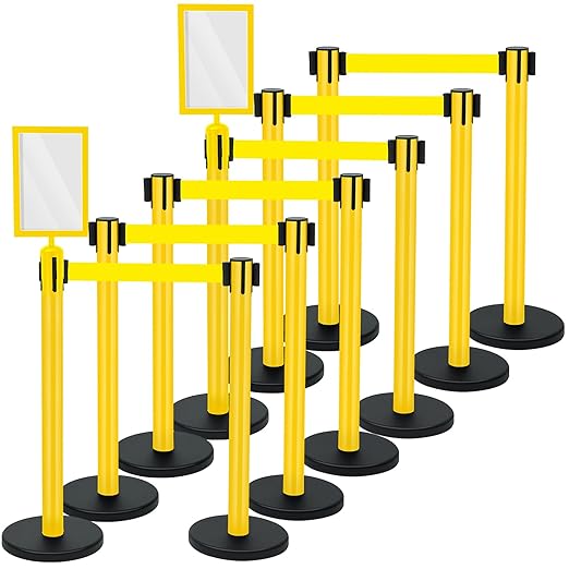 Therwen 12 Pack Therwen Heavy Duty Crowd Control Stanchions 9.8 ft Stainless by Therwen
