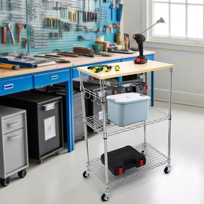 Chrome 3-Tier Rolling Kitchen Cart - Image 6