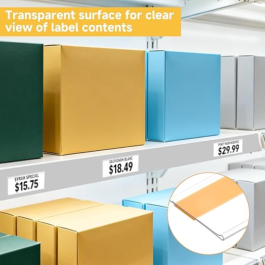 50 Pcs Shelf Label Strips, Self Adhesive Shelf Label Holder, 1.5''H x 48''L - Image 2