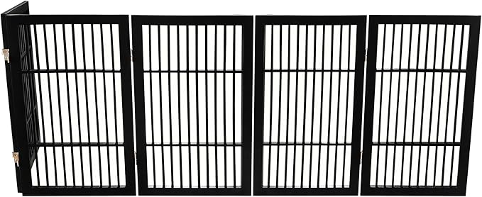 Pet Dog Gate Strong and Durable Freestanding Folding Acacia Hardwood Portable - Image 9