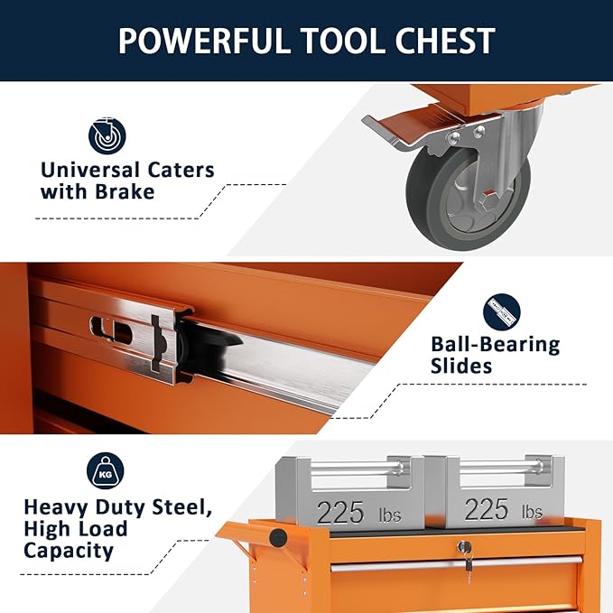 5-Drawer Metal Rolling Tool Chest - Image 5
